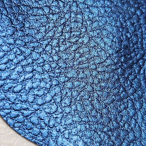 Handmade Metallic Blue Teardrop Earrings Faux Leather Felt Silver Hooks Fashion - Picture 2 of 4